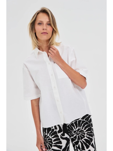 Marisse White Short-Sleeved Collared Shirt