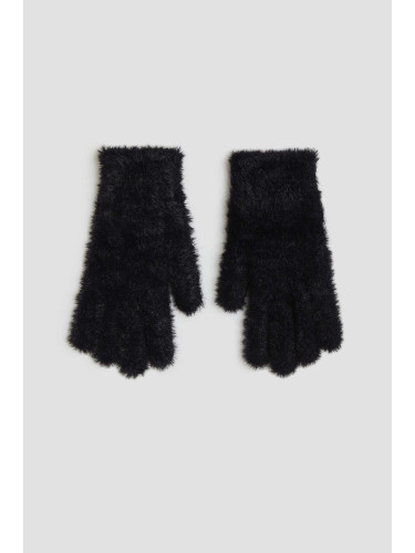 Marisse Black Fur Gloves