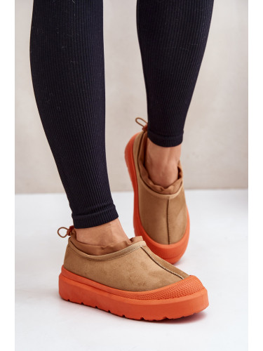 Women's platform snow boots with low shin part Camel Izamine