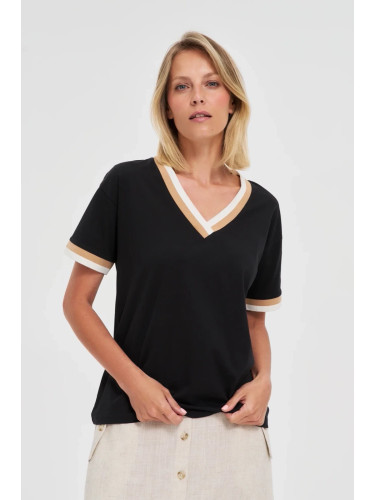 Marisse Black Cotton Blouse