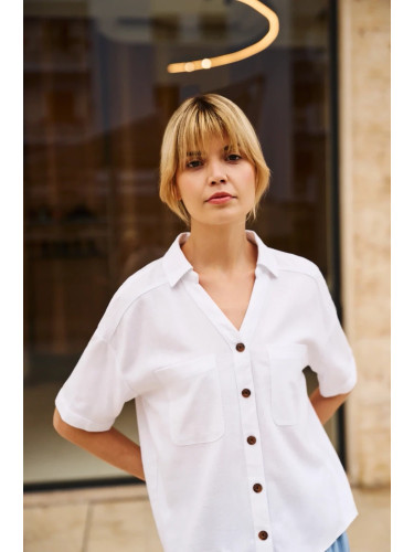 Marisse Viscose-Linen White Shirt
