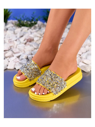 Resti Yellow women's slippers with cubic zirconias Onesti - Footwear