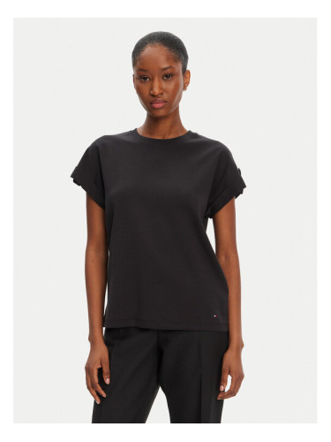 Tommy Hilfiger Тишърт Gold Button WW0WW45628 Черен Regular Fit