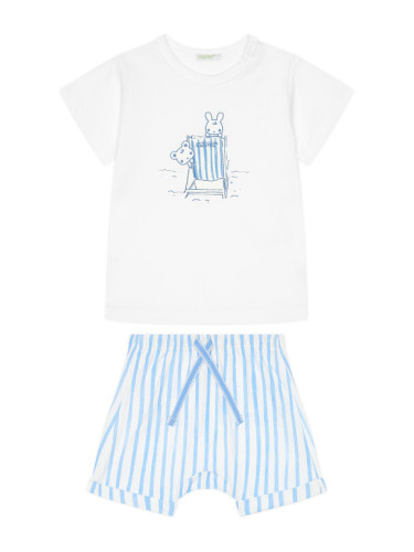 United Colors Of Benetton Комплект тишърт и панталонки 35ZEAK013 Син Regular Fit