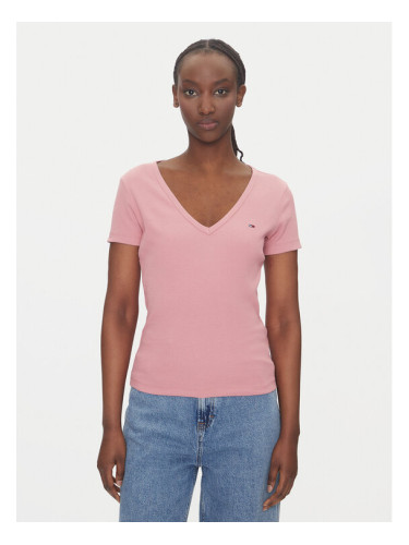 Tommy Jeans Тишърт Essential DW0DW17385 Розов Slim Fit