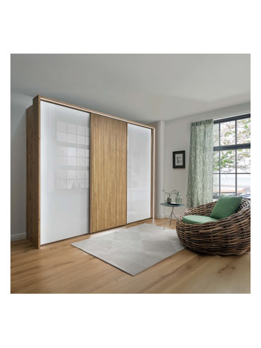 ДЪБ БИАНКО И БЯЛО ТРИКРИЛ ГАРДЕРОБ ТЕКСАС 250/67/236 СМ