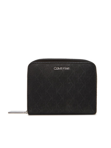 Портфейл Calvin Klein Ck Must Aop Md Zip Around W Flap LV04F1037G Черен