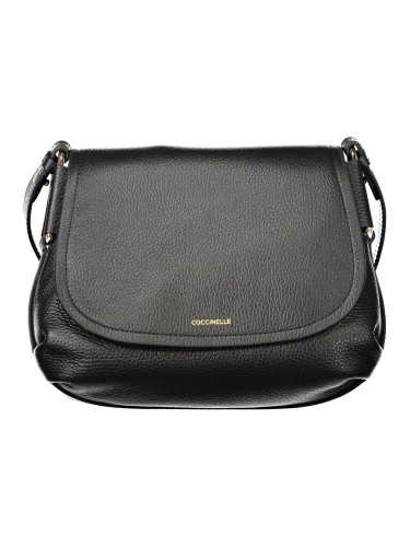 Черна кожена чанта през рамо