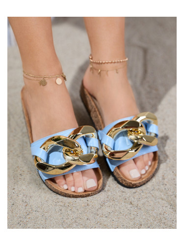 Resti Ladies' blue slippers with decoration at Fixci- Footwear