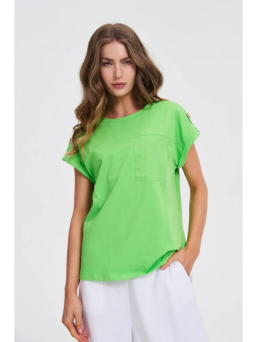 Marisse Green T-Shirt With Pocket
