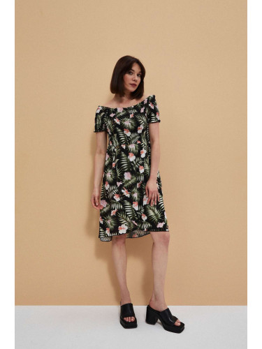 Marisse Dress With A Floral Motif L-Su-3757 Black