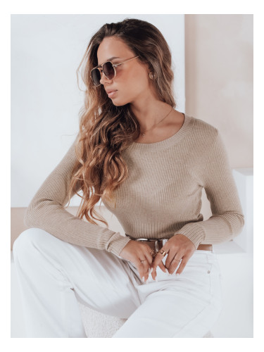 Дамски раиран пуловер NOLVIE бежов