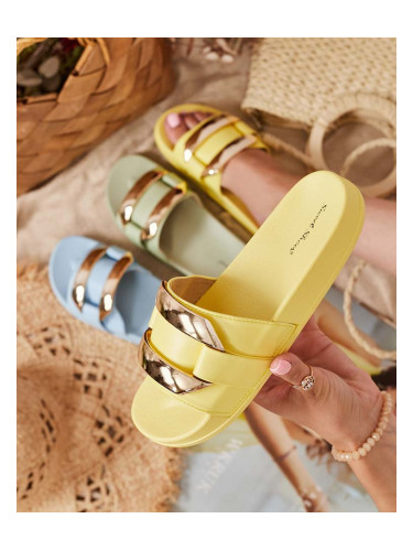 Resti Yellow women's slippers with gold ornament Serina - Footwear