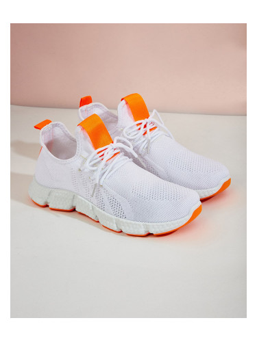 Resti White and orange women's sports shoes Baym - Footwear