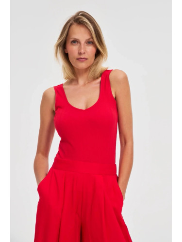 Marisse Red Ribbed Top