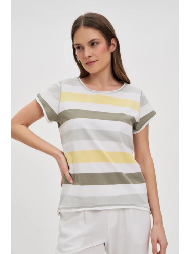 Marisse White Striped Cotton T-Shirt
