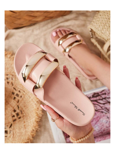 Resti Pink women's slippers with gold Serina ornament - Footwear