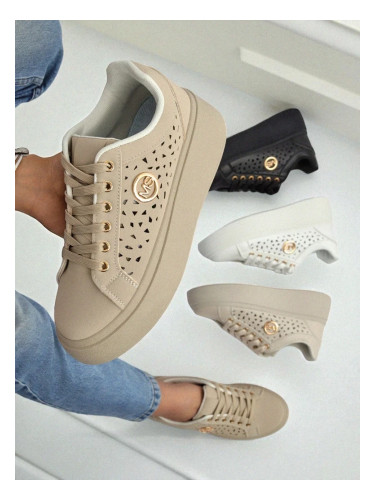 Resti Cleo Ecru Platino – beige platform sneakers eco leather