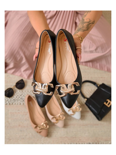 Resti Black women's pointed-toe ballerinas with embellishment on the nose Figgda