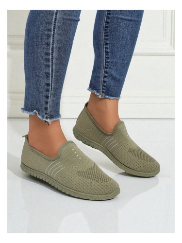 Resti Hypatia Verde Women's Fabric Slip-On Moccasins with Flat Sole