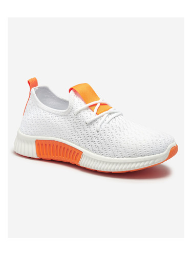 Resti White women's sports shoes with orange inserts Kedeti - Footwear