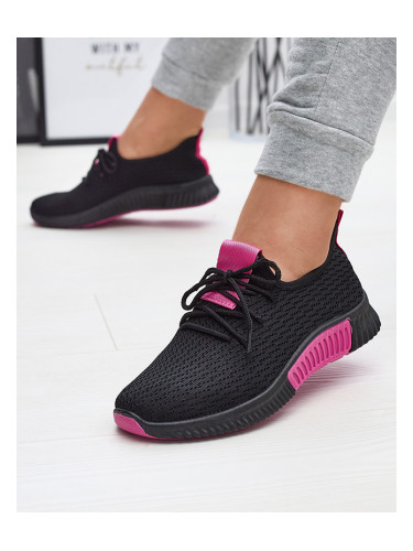 Resti Black women's sports shoes with fuchsia inserts Keteti - Footwear
