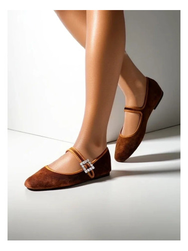 Resti Women's ballerinas a' la velvet with a buckle and strap Enribes