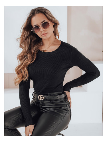 Дамски раиран пуловер NOLVIE черен