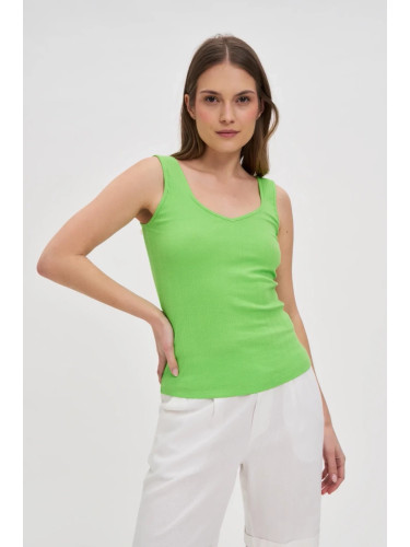Marisse Green Ribbed Top