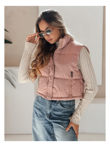 Дамски ватиран елек DStreet розов