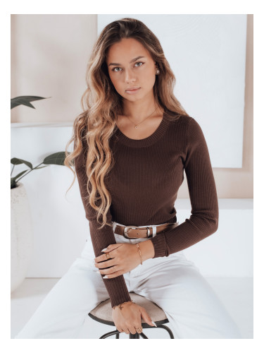 Дамски раиран пуловер NOLVIE кафяв