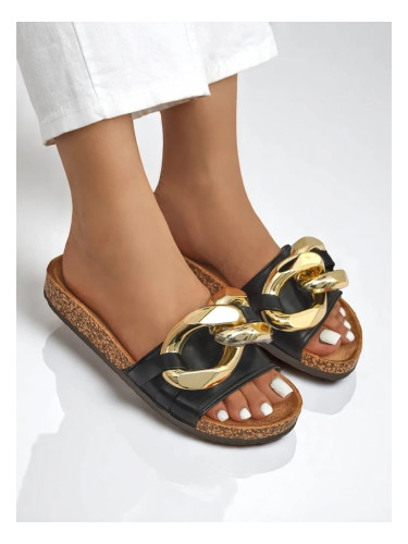 Resti Royalfashion Black women's flip-flops with ornament in Fixci