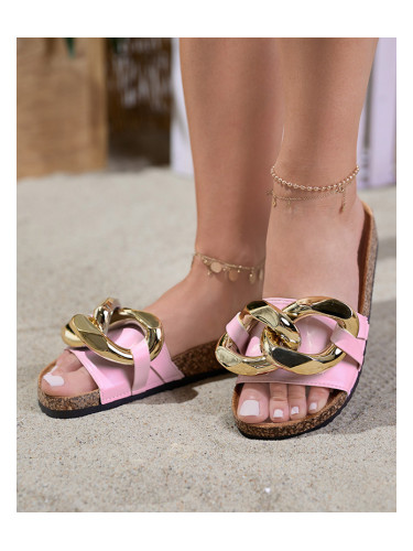 Resti Women's pink slippers with decoration at Fixci- Footwear