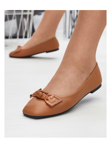 Resti Women's camel ballerinas with decoration on the nose Caxien- Footwear