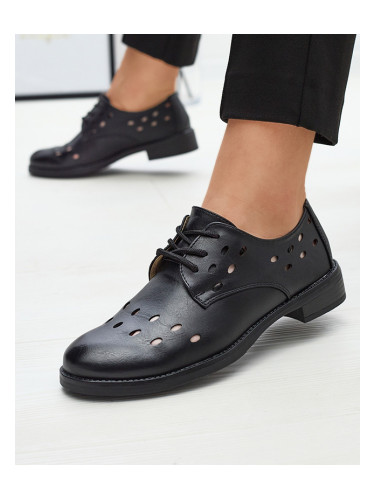Resti Women's openwork eco leather half shoes in black Selofso- Footwear