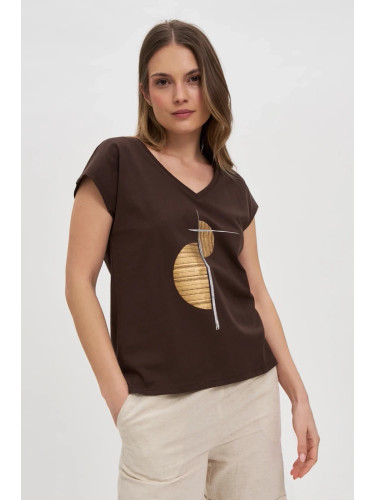Marisse Brown Cotton T-Shirt