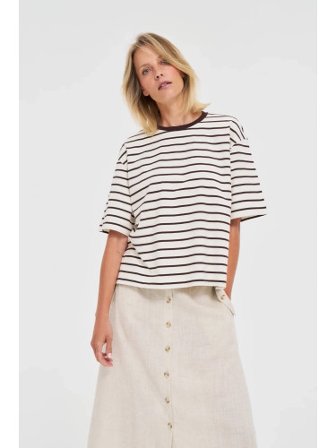 Marisse Brown Striped Oversize T-Shirt
