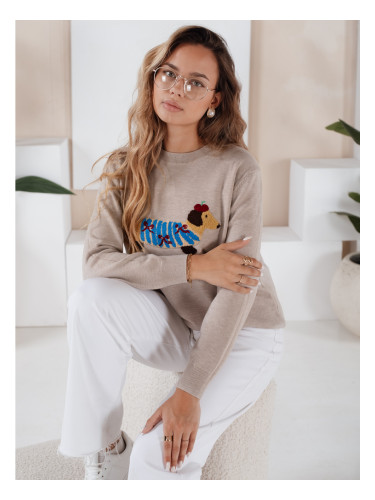 Дамски пуловер с апликация на куче CHICPAWS