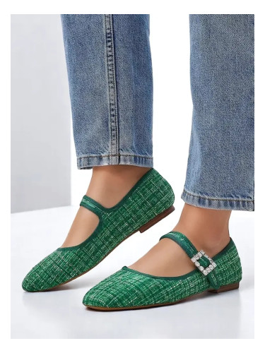 Resti Women's checkered ballet flats with a buckle and strap Riffos