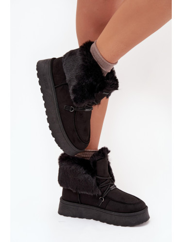 BIG STAR SHOES Дамски Снежни Чизми На Платформа С Козина И Връзки Big Star