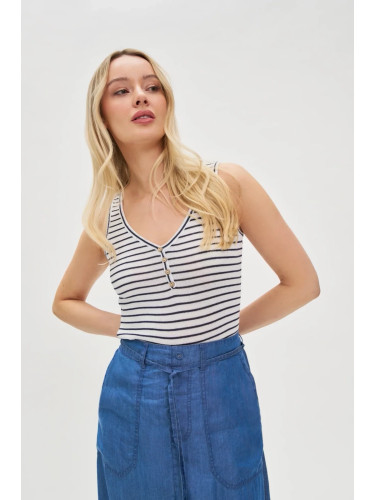 Marisse Women's T-Shirt L-Ts-4680 White_Navy