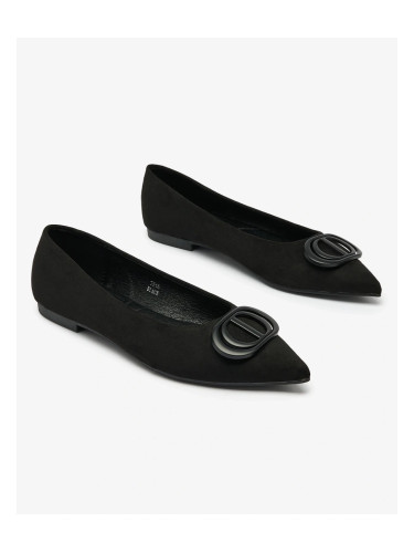 Resti Black women's pointed-toe ballerinas with embellishment on the nose Tidita