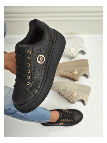 Resti Aurelia Nero - Black platform made of eco-leather, model LH201-8