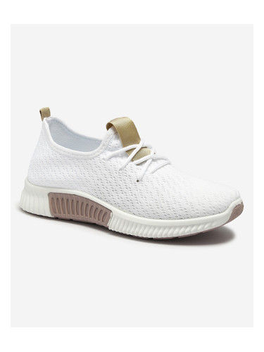 Resti White women's sports shoes with brown inserts Kedeti - Footwear