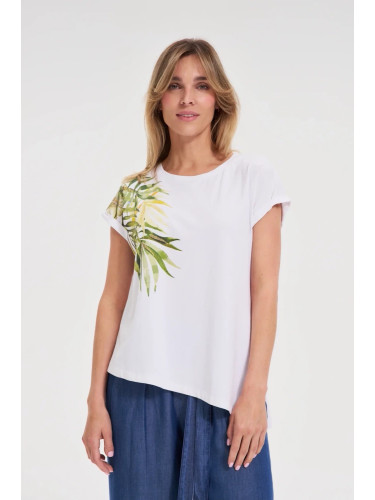Marisse White Round Neck T-Shirt