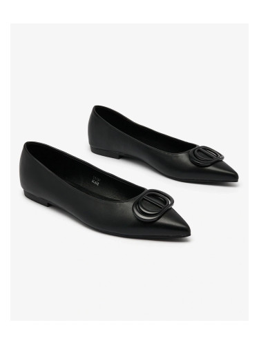 Resti Black women's pointed-toe ballerinas with Manixy nose embellishment