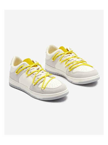 Resti White and gray women's sports sneakers with yellow laces Olierinc - Footwear