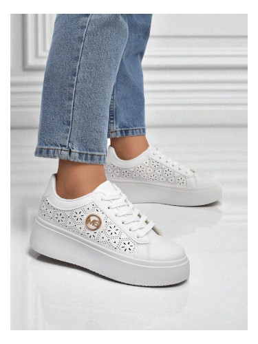 Resti Aelia women's platform sneakers white openwork ecru