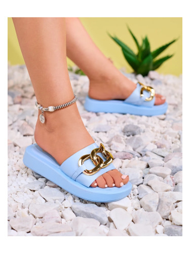 Resti Women's blue slippers with a gold chain Reteris - Footwear