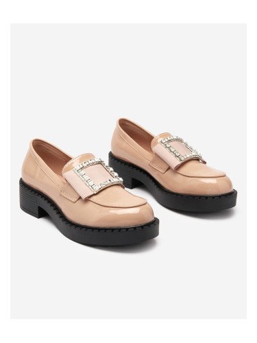 Resti Lacquered shoes with a buckle in nude color Fogim- Footwear